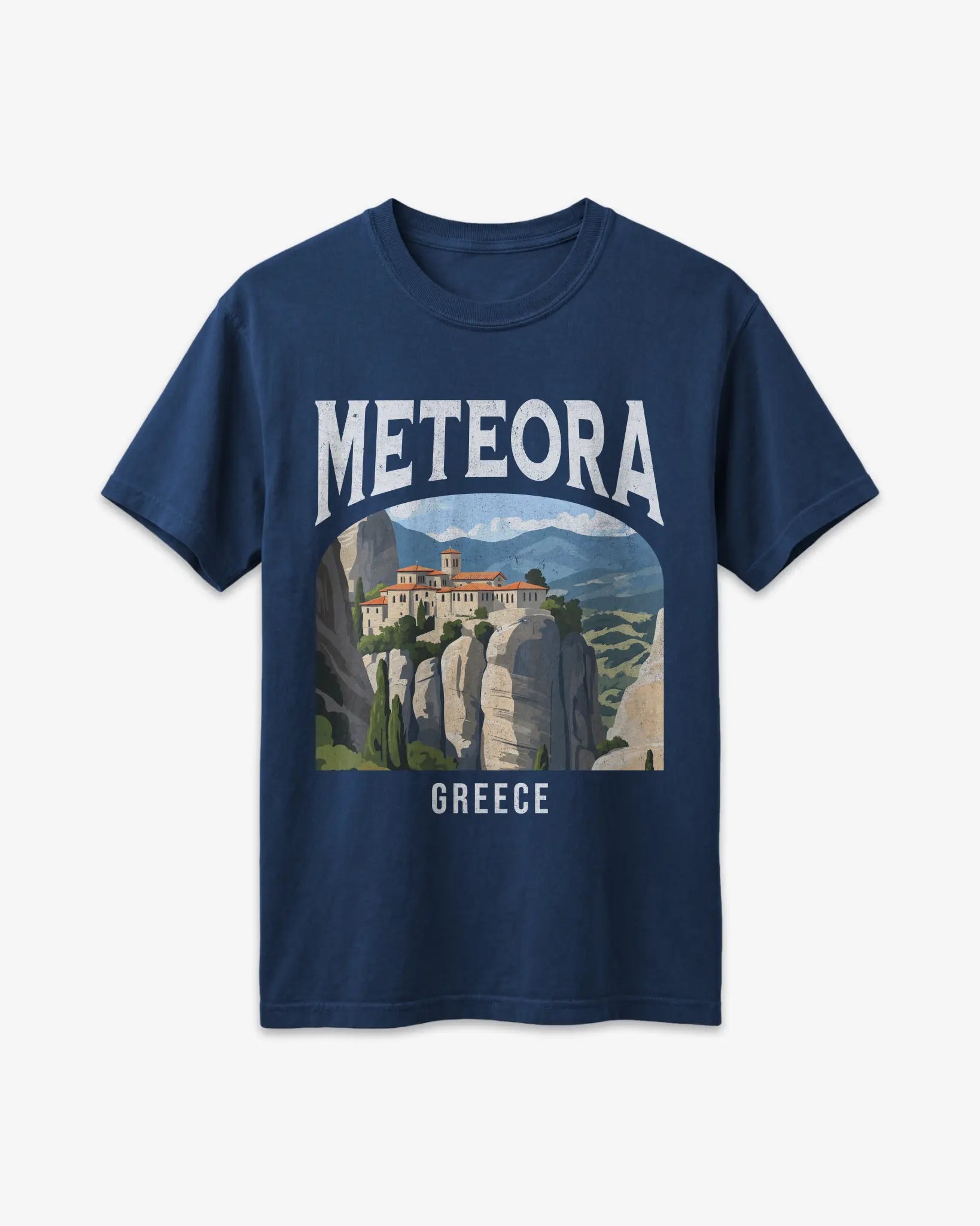 Meteora Greece Vintage Travel Poster T-Shirt