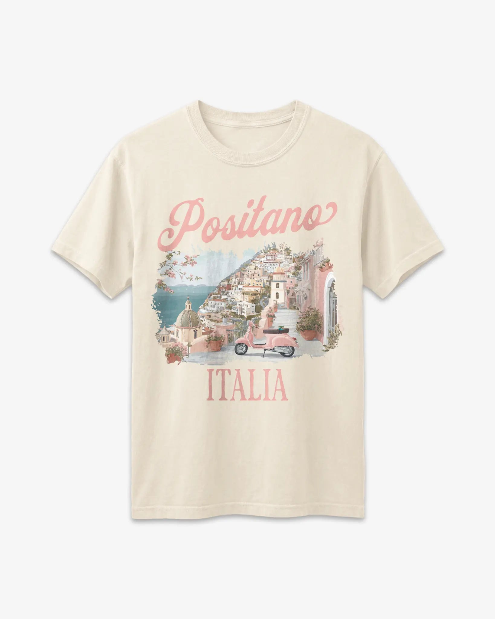 Positano Italia Vespa Amalfi Coast Graphic T-Shirt