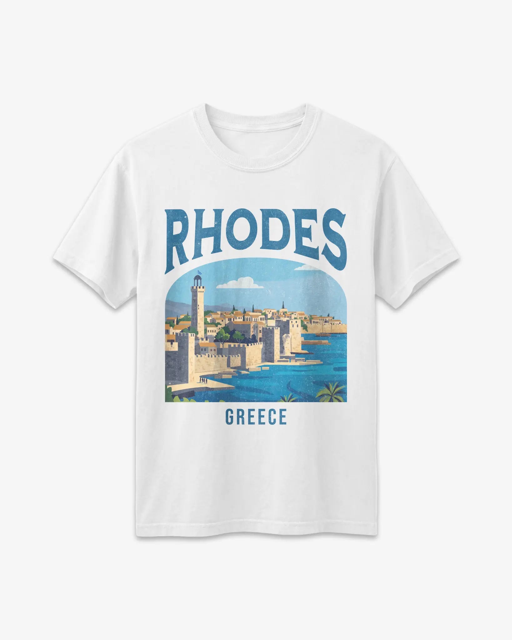 Rhodes Greece Vintage Travel Poster T-Shirt