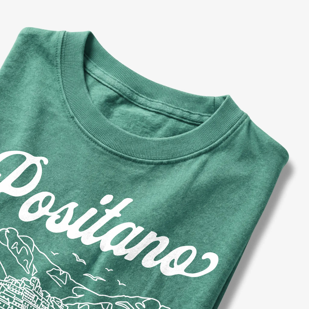 Positano Italia Line Art Sketch Amalfi Coast Graphic T-Shirt