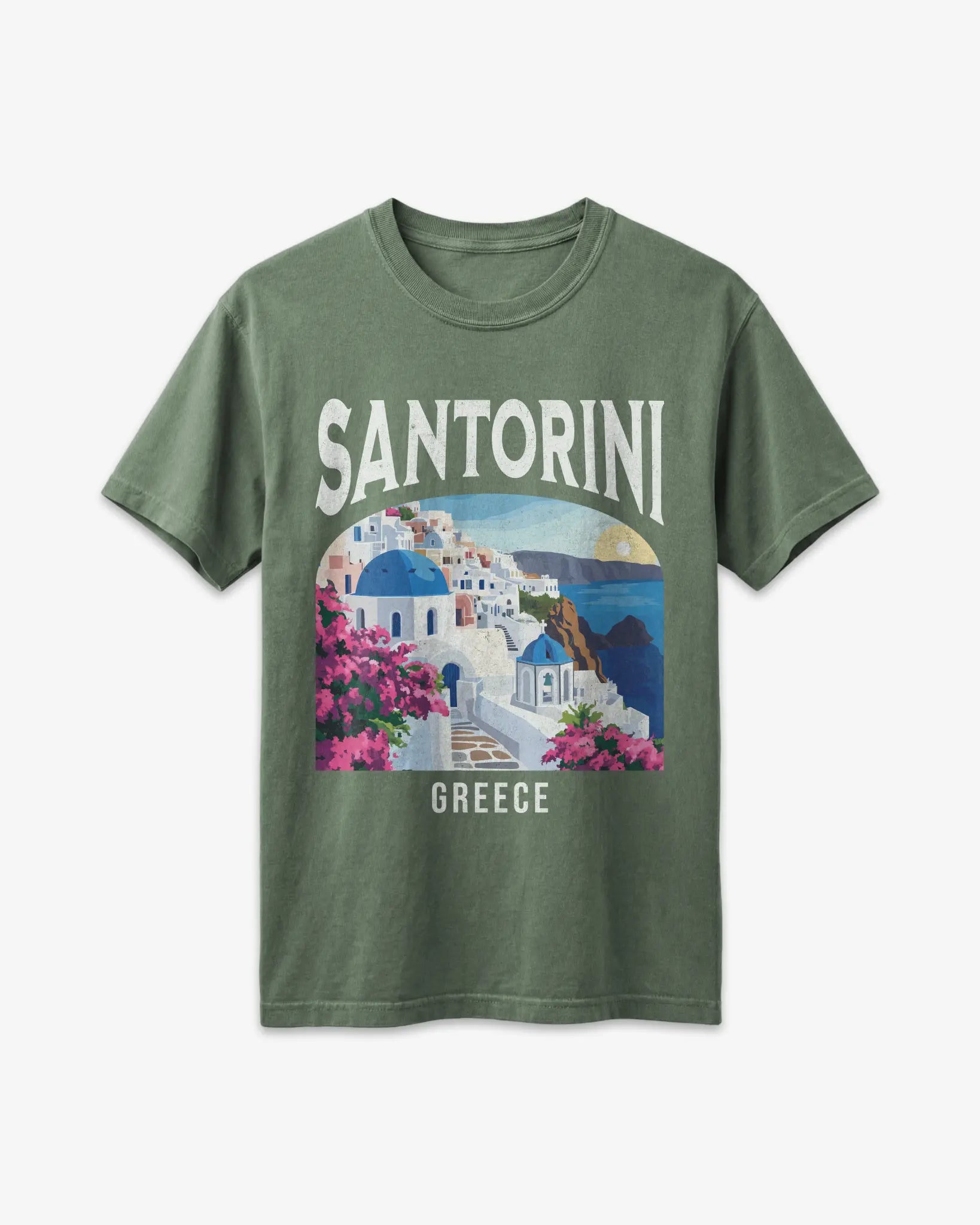 Santorini Greece Vintage Travel Poster T-Shirt