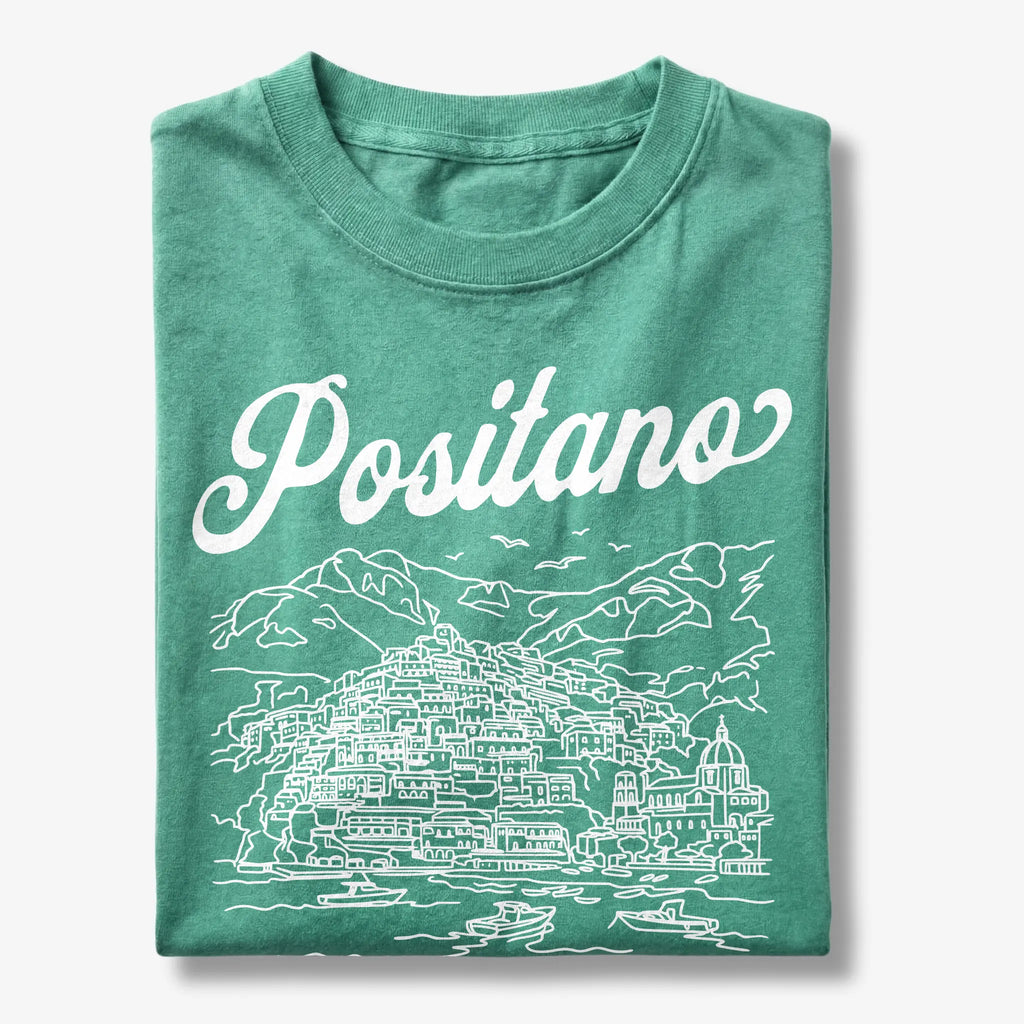 Positano Italia Line Art Sketch Amalfi Coast Graphic T-Shirt