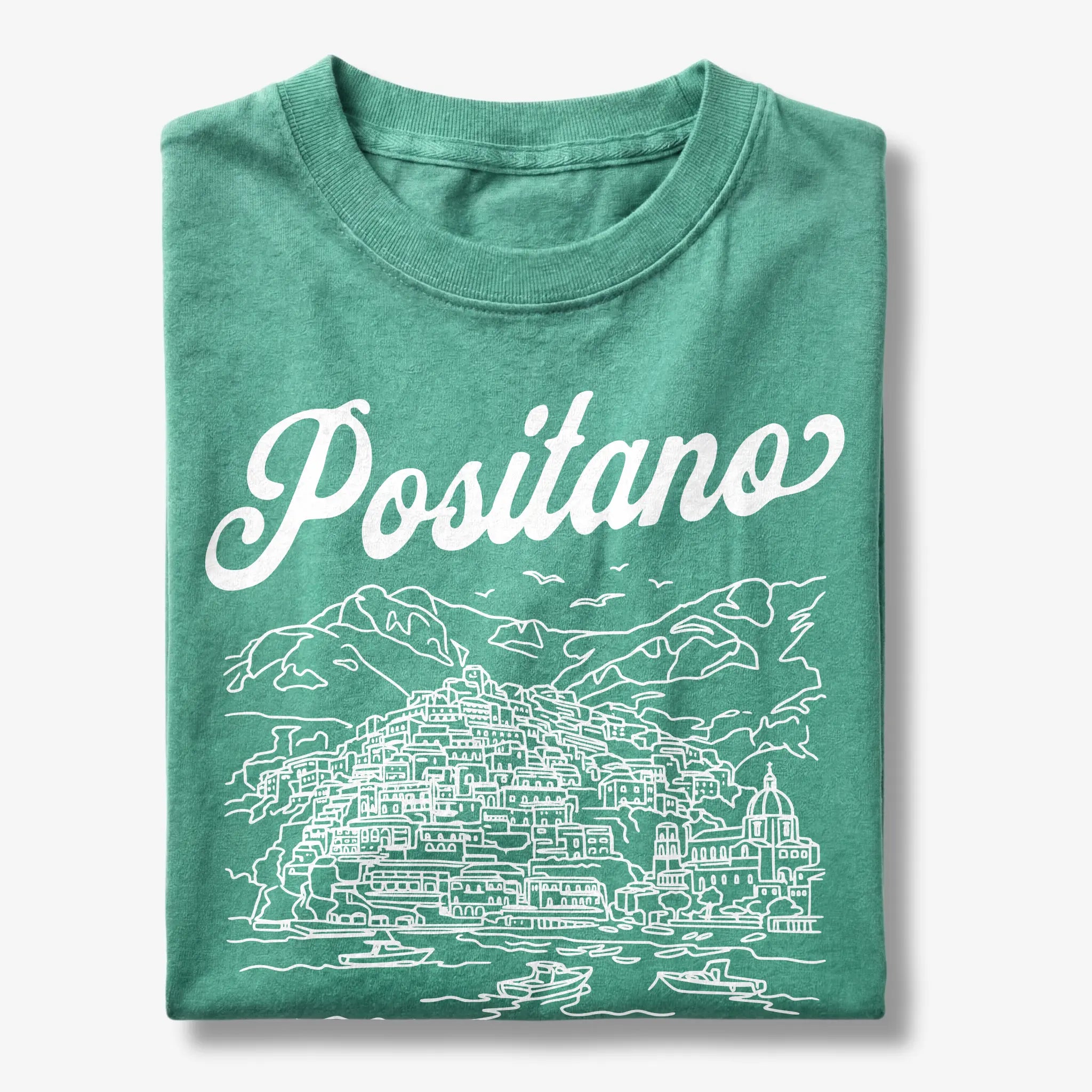 Positano Italia Line Art Sketch Amalfi Coast Graphic T-Shirt