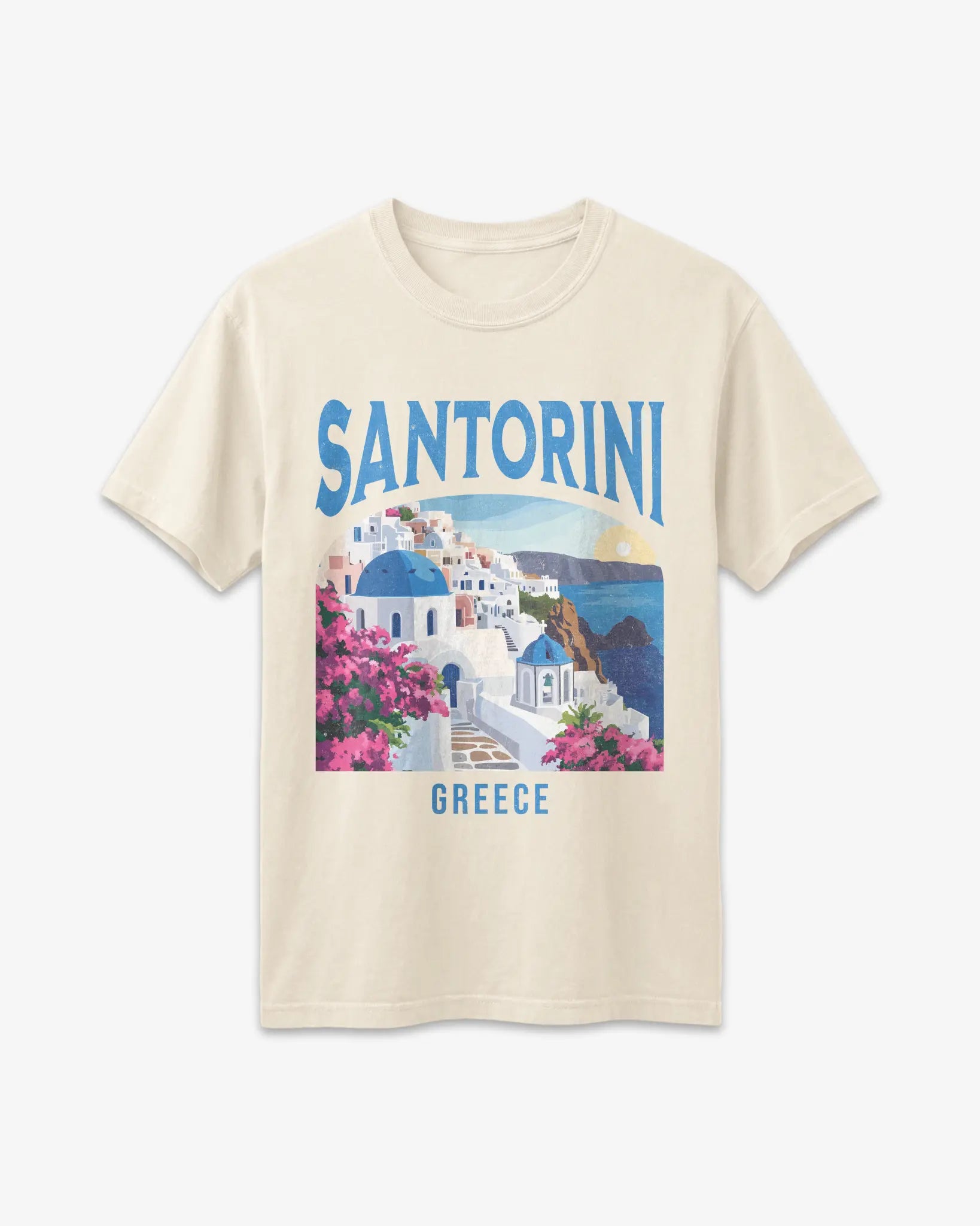 Santorini Greece Vintage Travel Poster T-Shirt