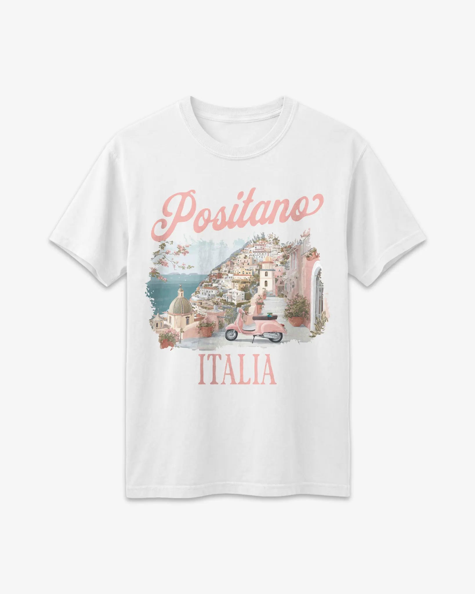 Positano Italia Vespa Amalfi Coast Graphic T-Shirt