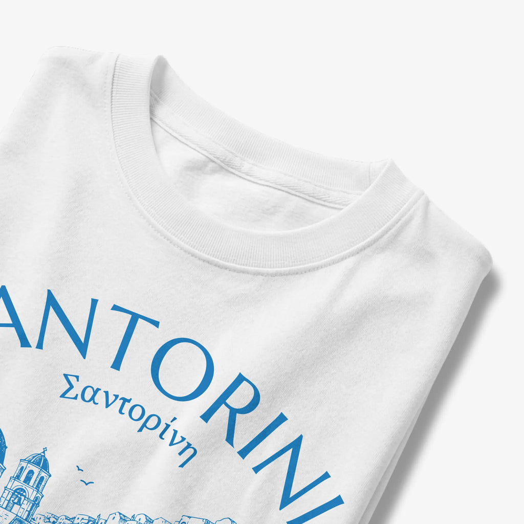 Santorini Greece Village Vintage Sketch Graphic T-Shirt