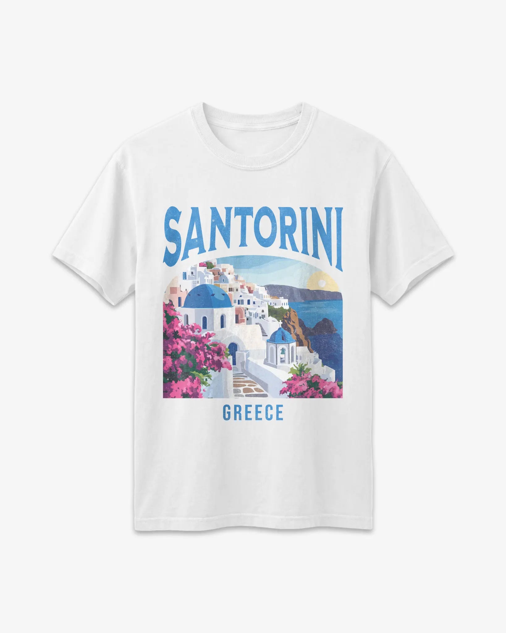 Santorini Greece Vintage Travel Poster T-Shirt