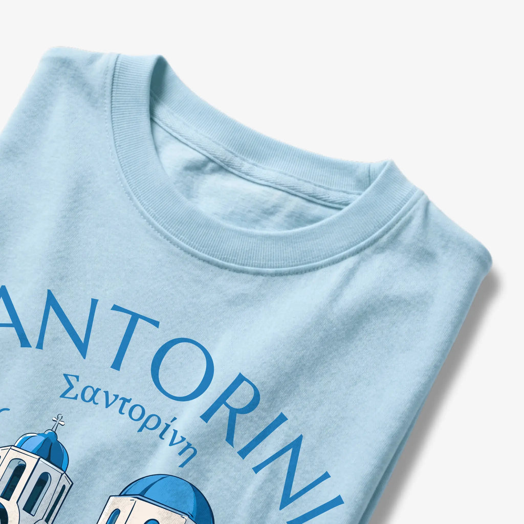 Santorini Greece Blue Dome Church Graphic T-Shirt