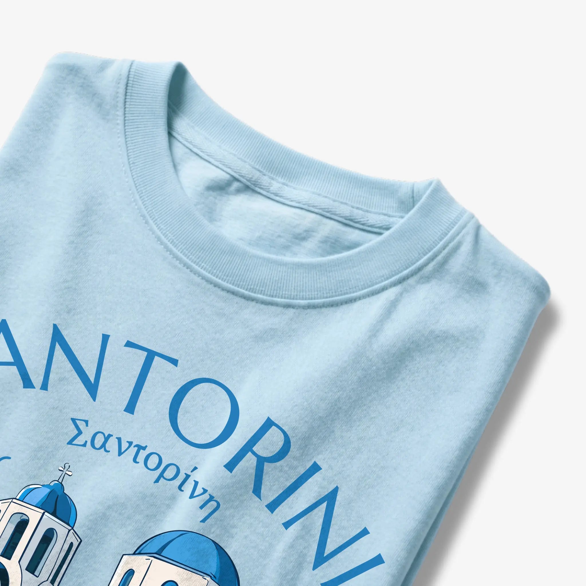 Santorini Greece Blue Dome Church Graphic T-Shirt