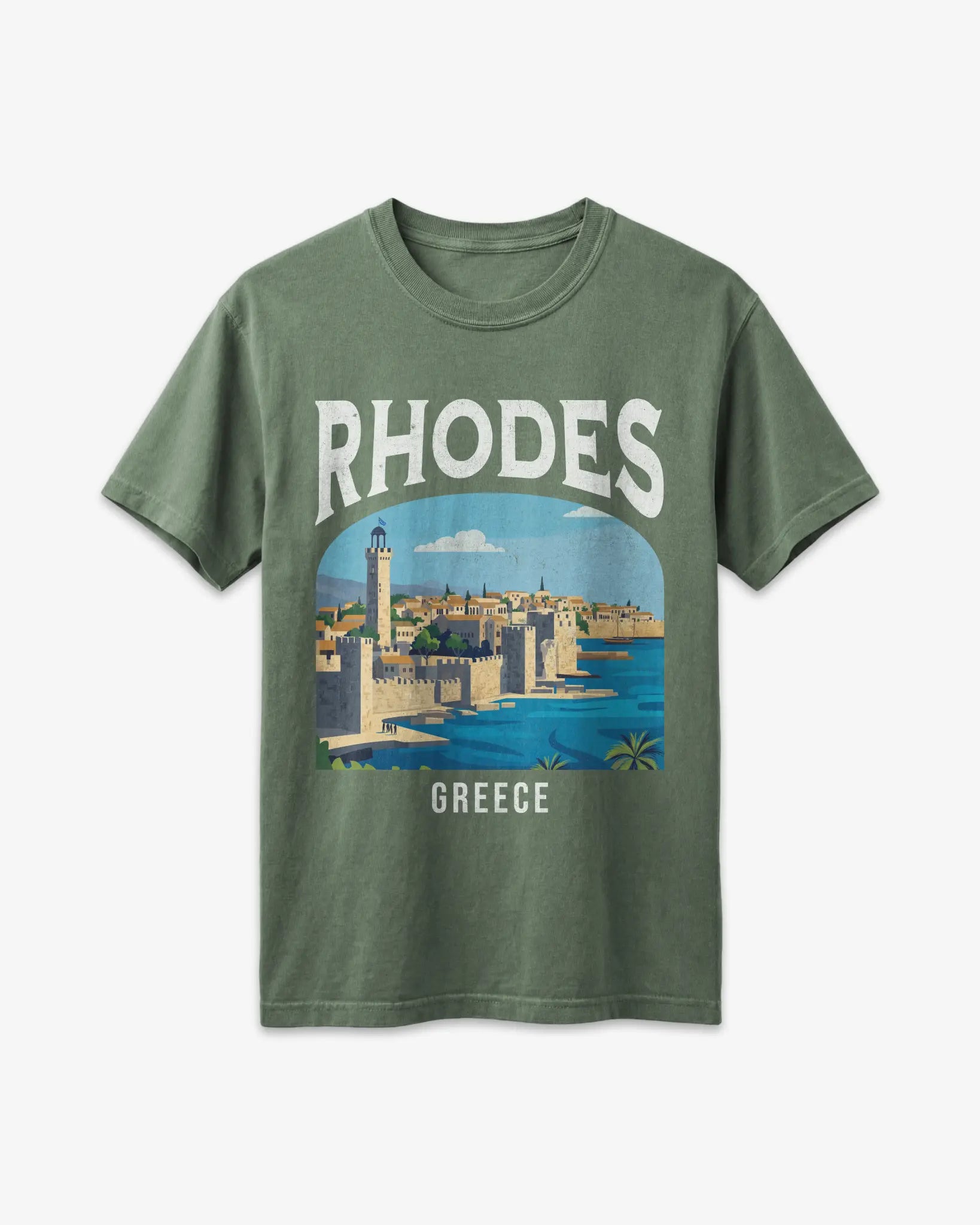 Rhodes Greece Vintage Travel Poster T-Shirt