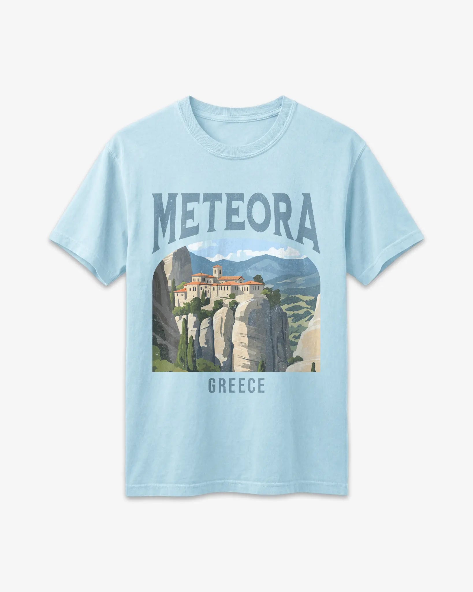 Meteora Greece Vintage Travel Poster T-Shirt