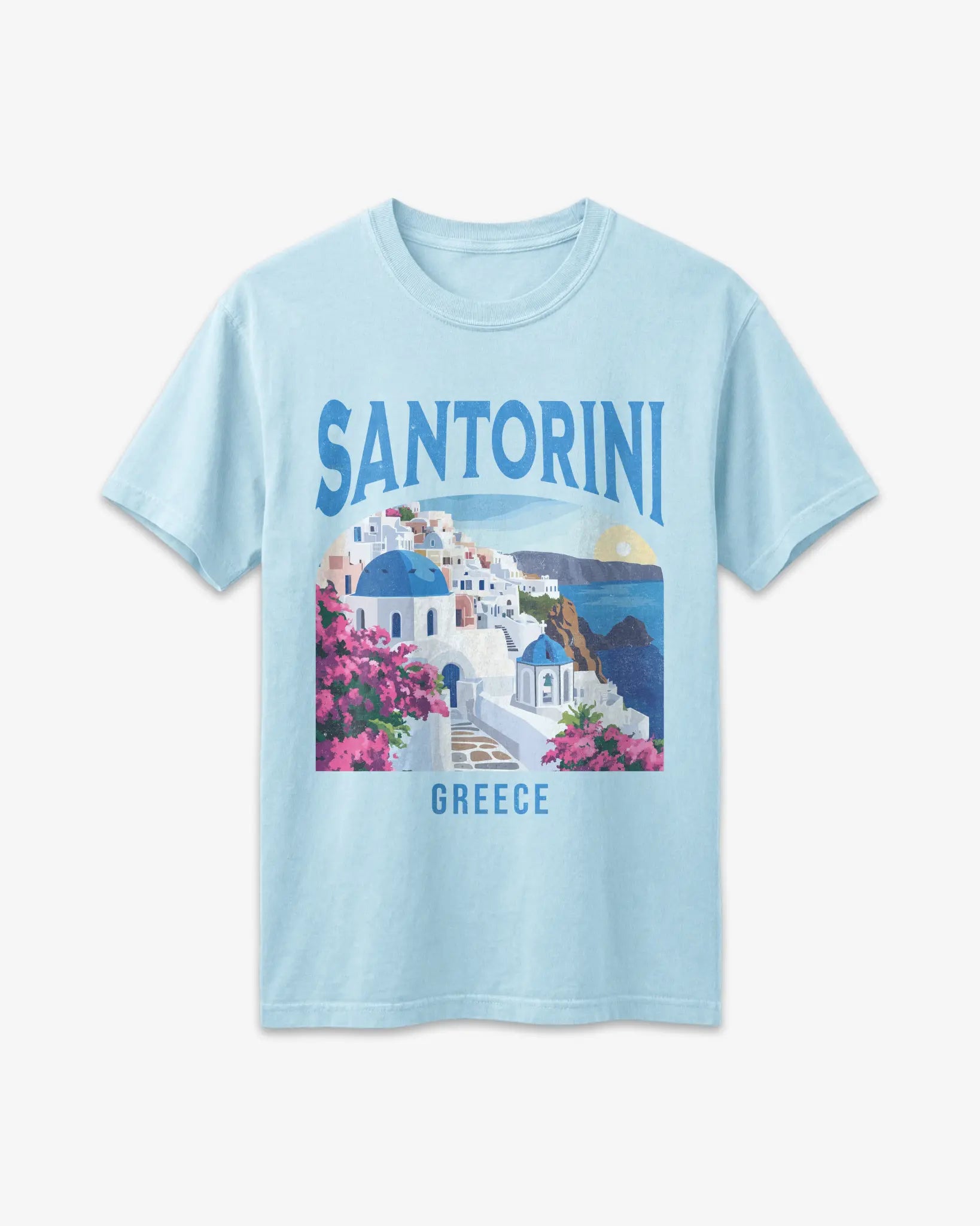 Santorini Greece Vintage Travel Poster T-Shirt