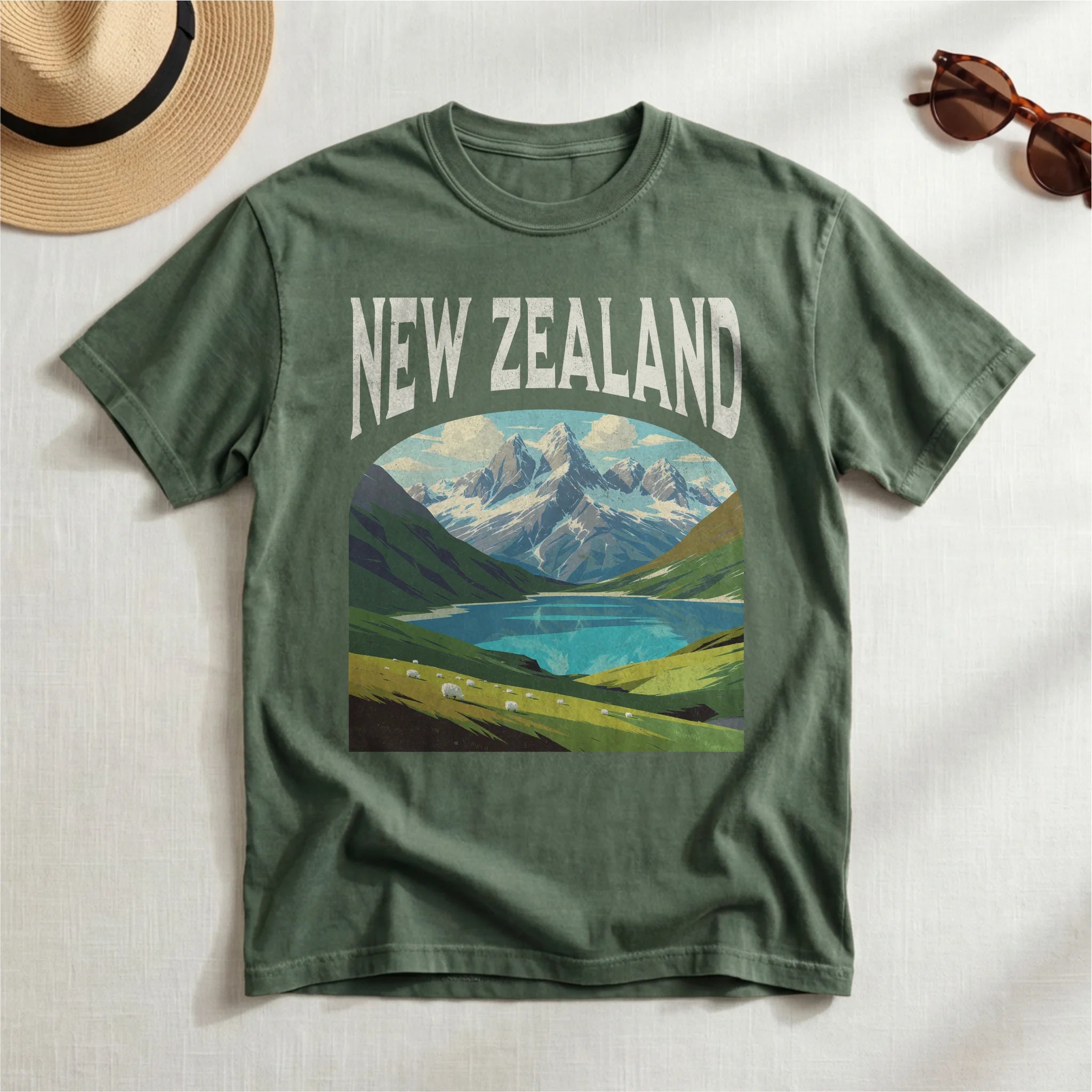 New Zealand Vintage Travel Poster T-Shirt