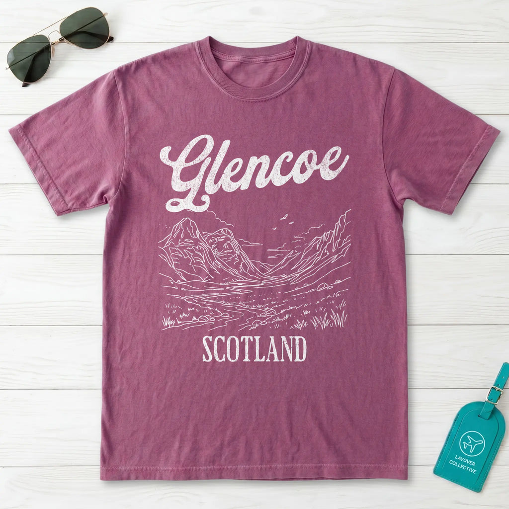 Glencoe Scotland Line Art T-Shirt