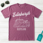 Edinburgh Castle Scotland Line Art T-Shirt