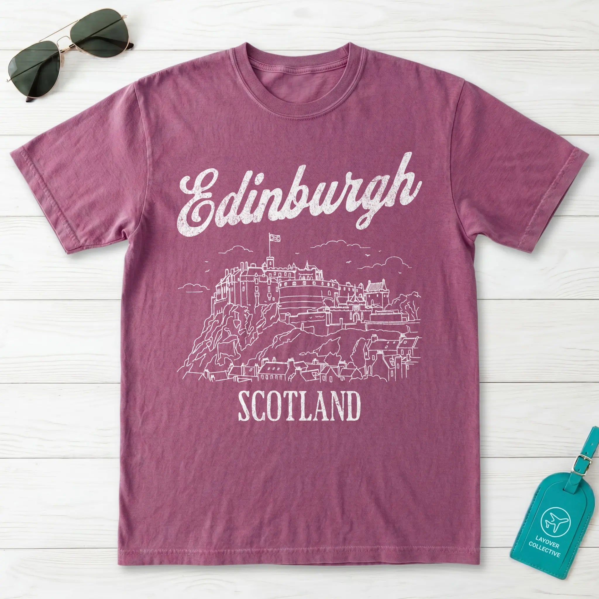 Edinburgh Castle Scotland Line Art T-Shirt