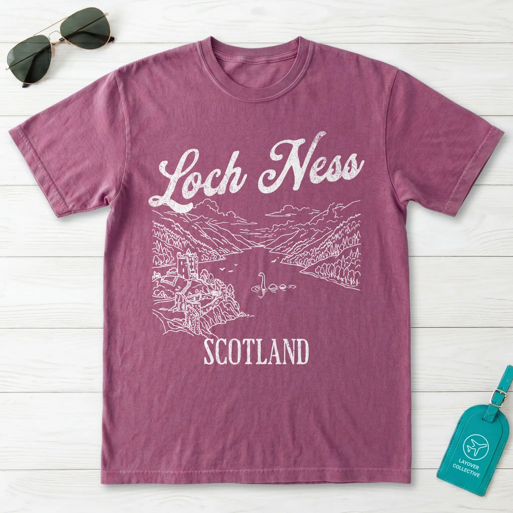 Loch Ness Scotland Line Art T-Shirt