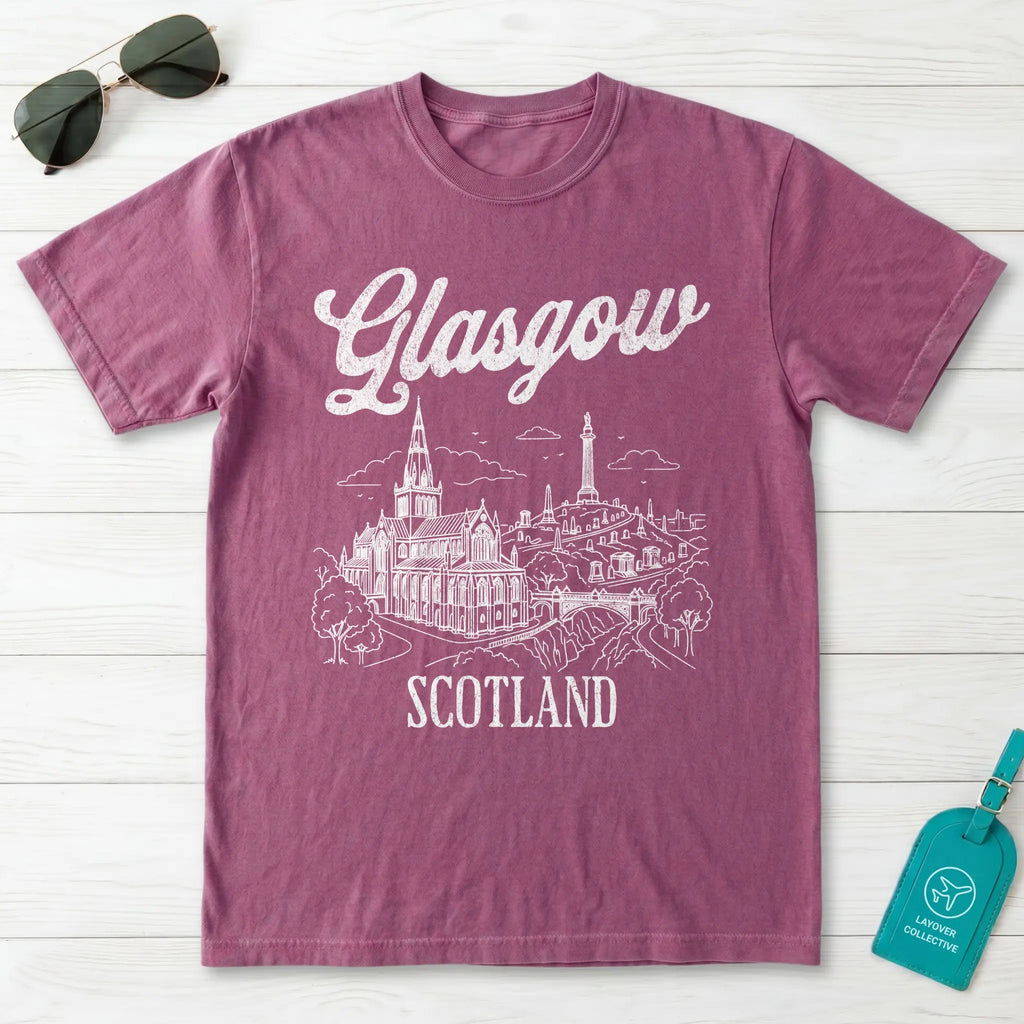 Glasgow Scotland Line Art T-Shirt