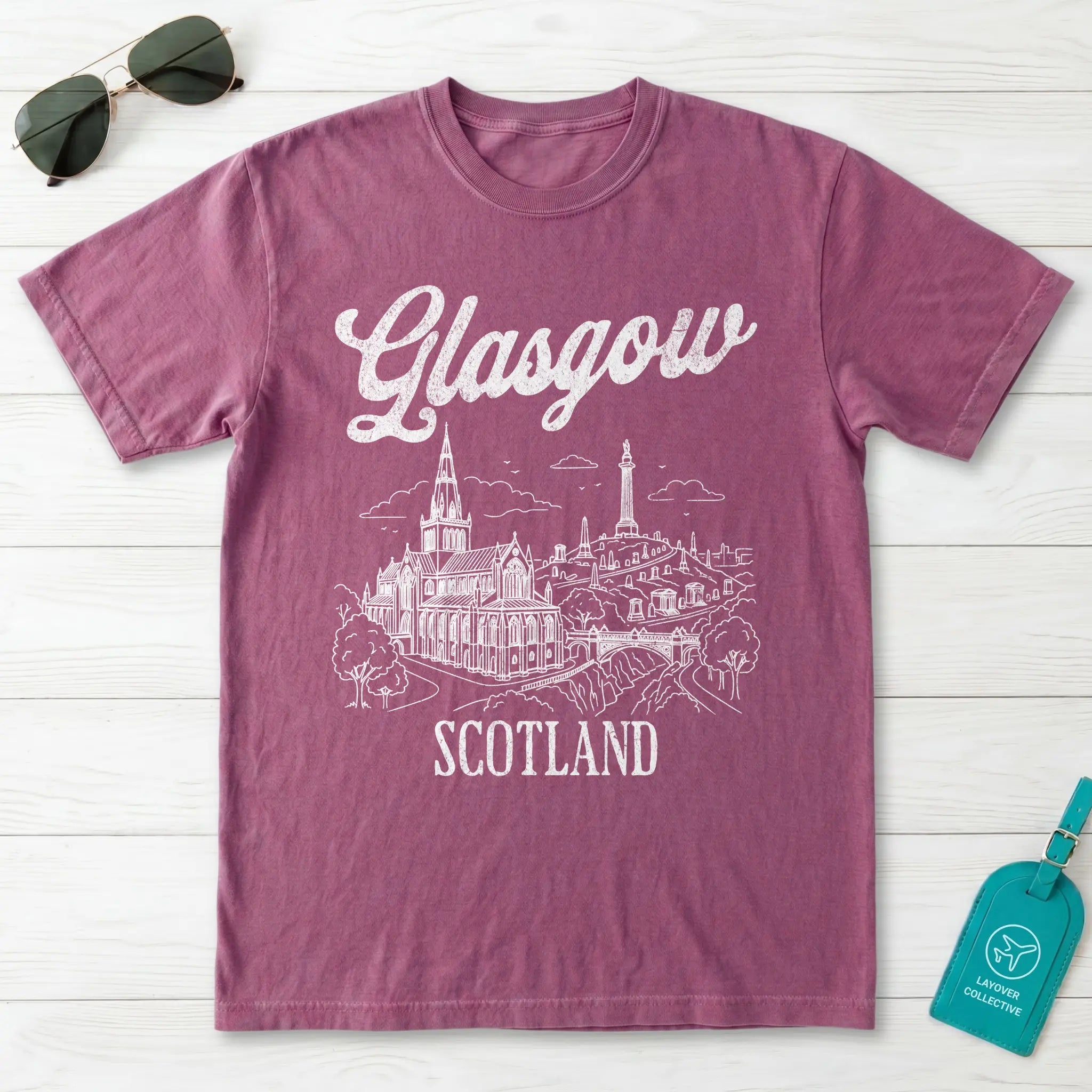 Glasgow Scotland Line Art T-Shirt