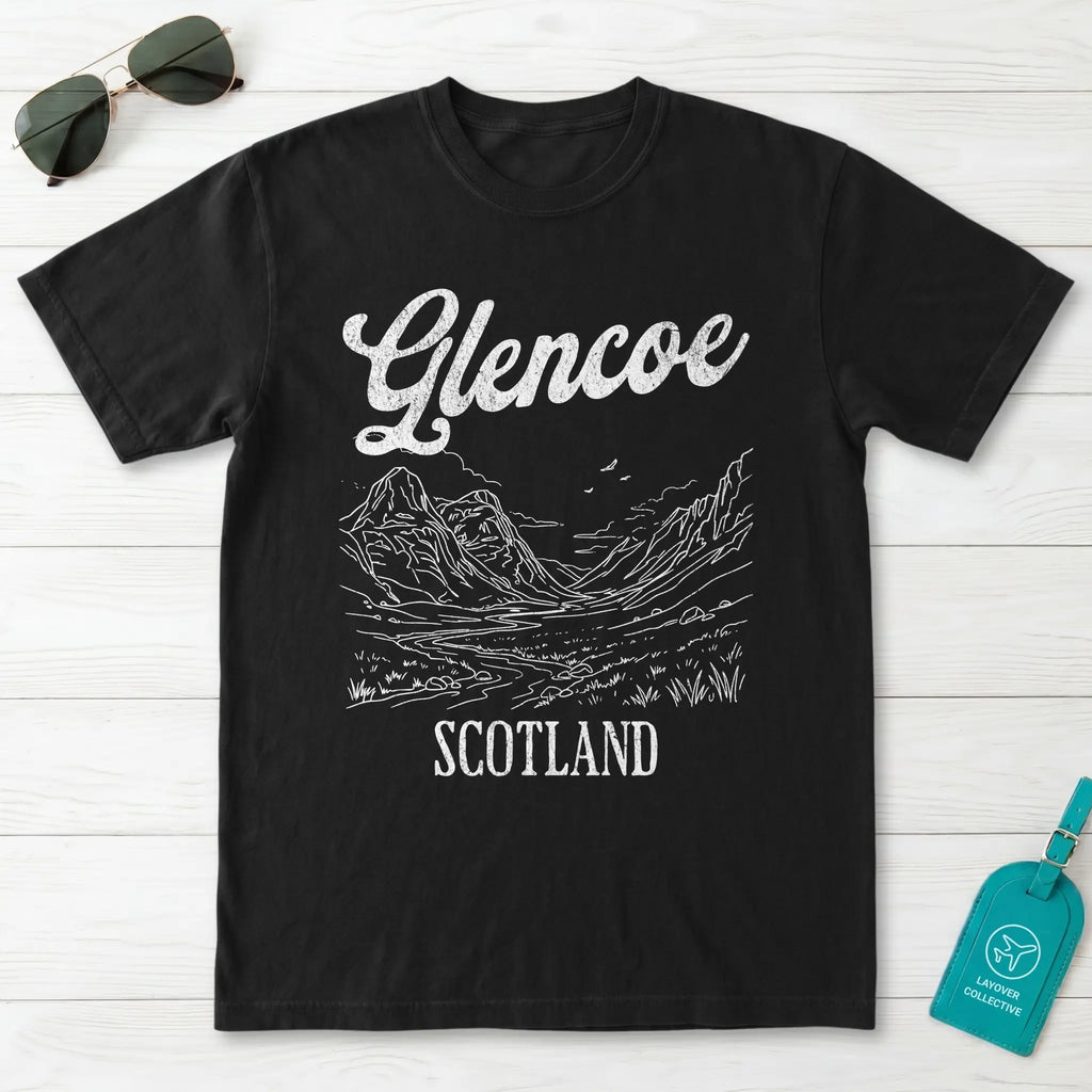 Glencoe Scotland Line Art T-Shirt