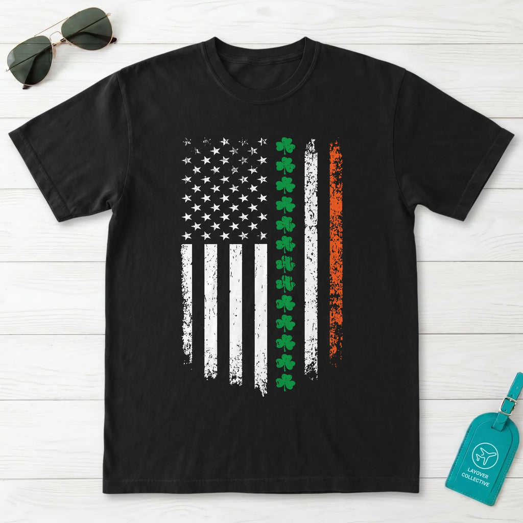 Irish American Flag Shamrock T-Shirt