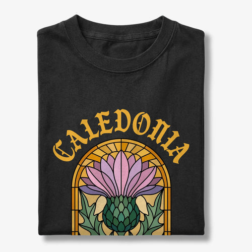 Caledonia Scotland Stained Glass Thistle T-Shirt