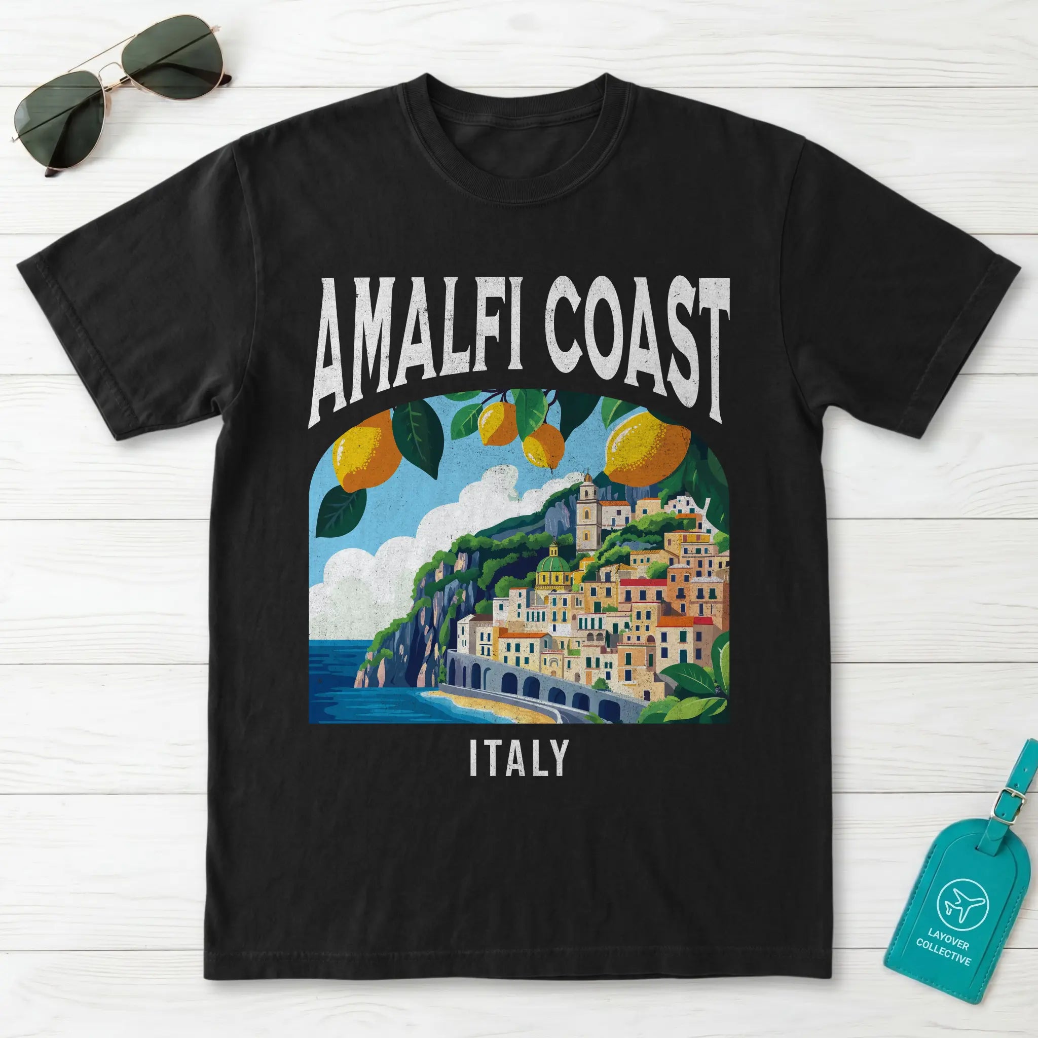 Amalfi Coast Italy Vintage Travel Poster T-Shirt