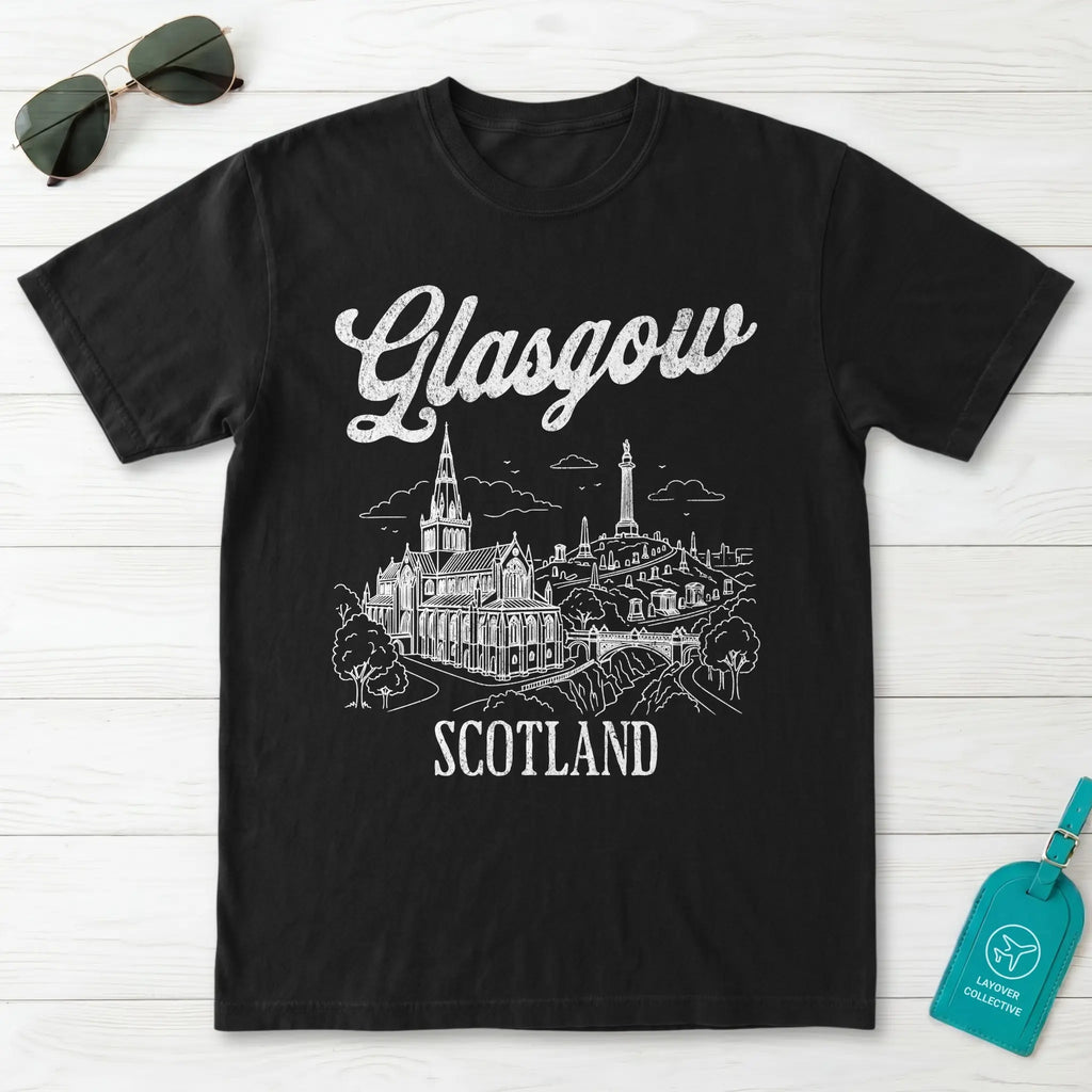 Glasgow Scotland Line Art T-Shirt