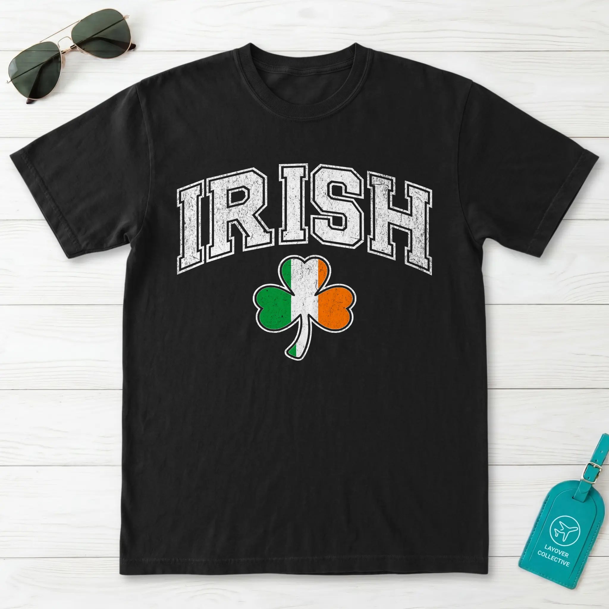 Irish Shamrock Flag Collegiate T-Shirt