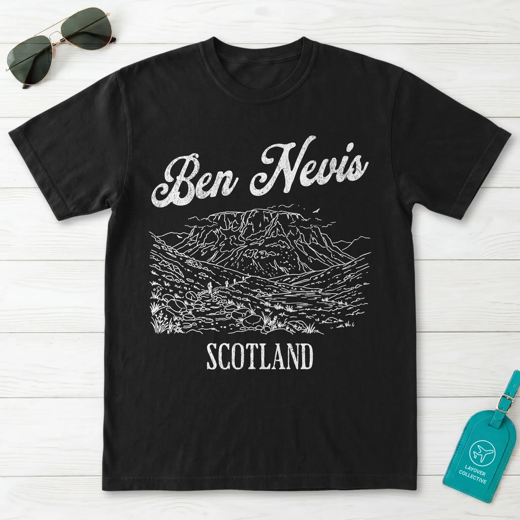 Ben Nevis Scotland Line Art T-Shirt