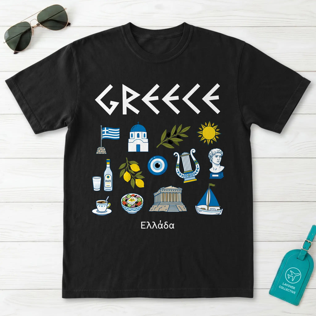 Greek Icons Doodle Graphic T-Shirt