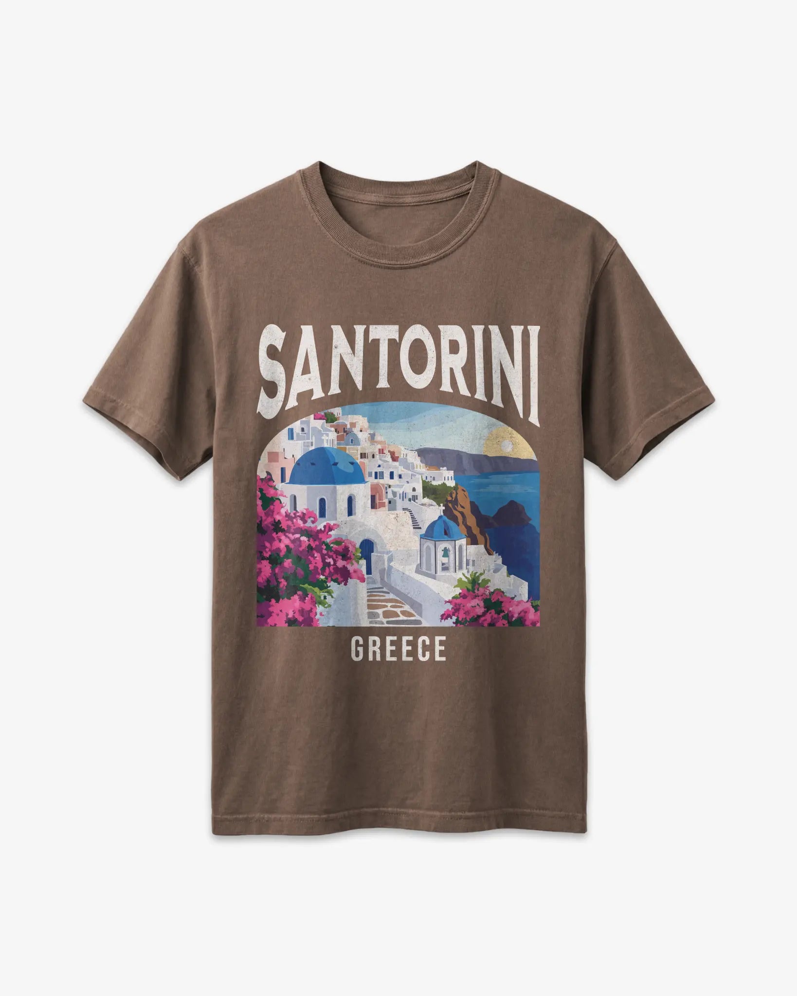 Santorini Greece Vintage Travel Poster T-Shirt