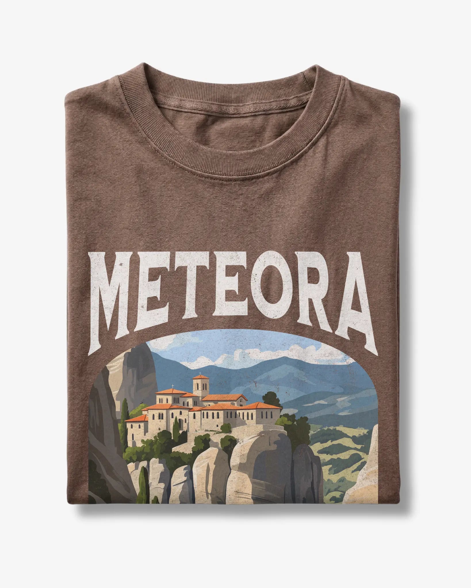 Meteora Greece Vintage Travel Poster T-Shirt