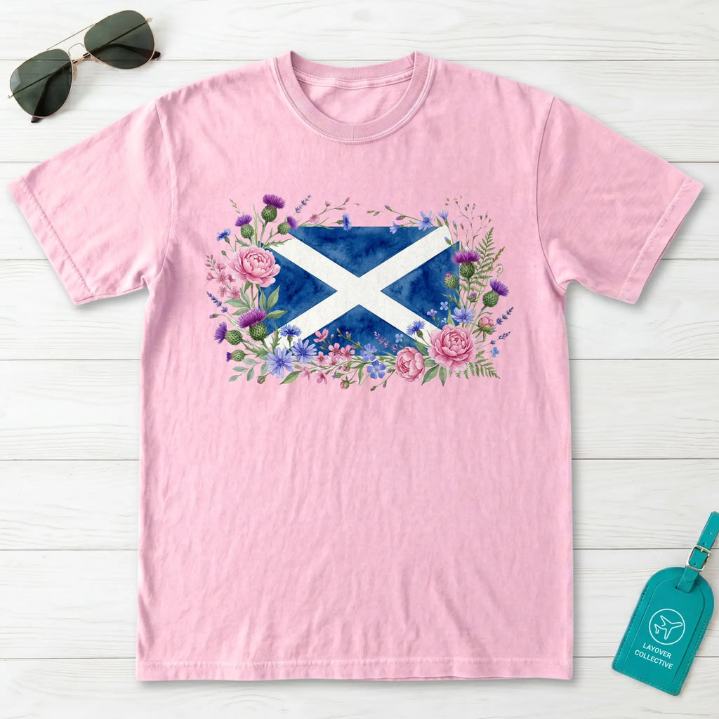Scotland Saltire Floral Botanical T-Shirt