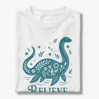 Nessie Believe Floral Folk Art T-Shirt