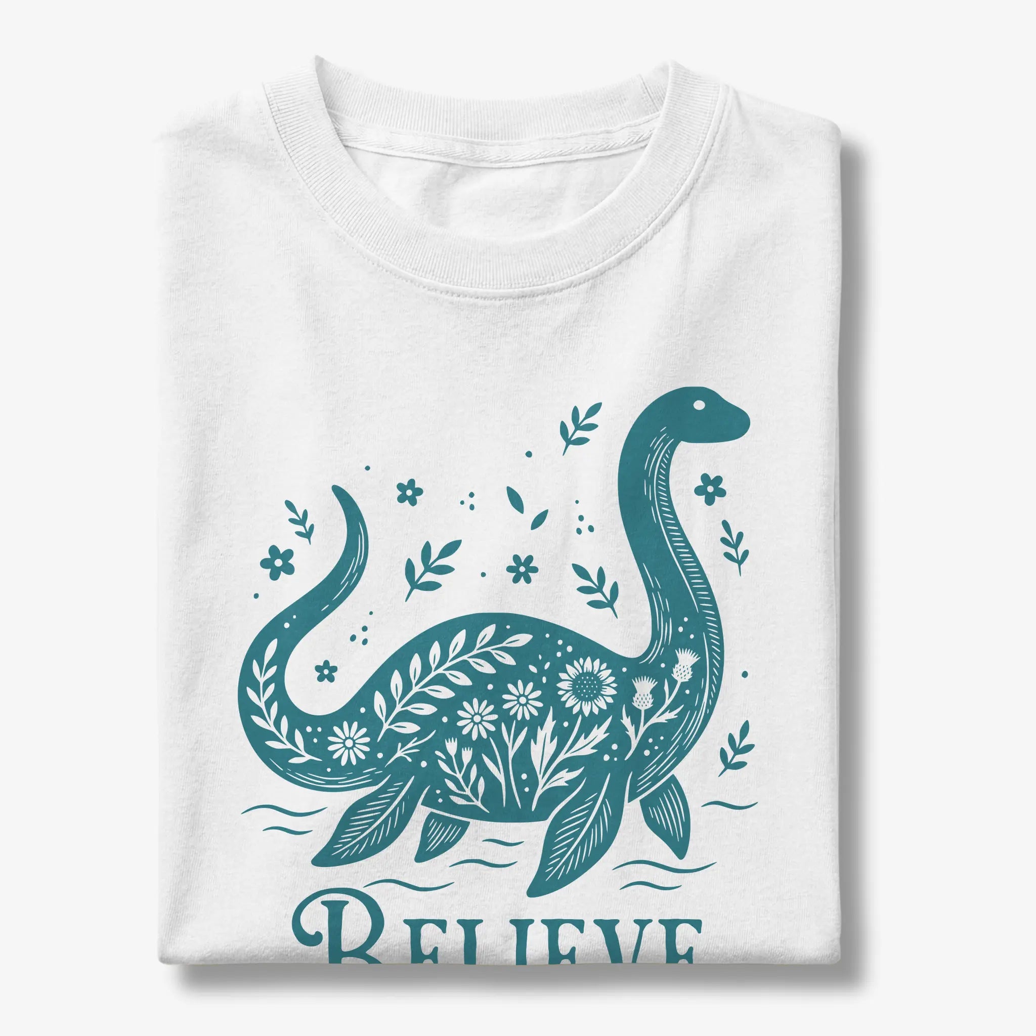 Nessie Believe Floral Folk Art T-Shirt