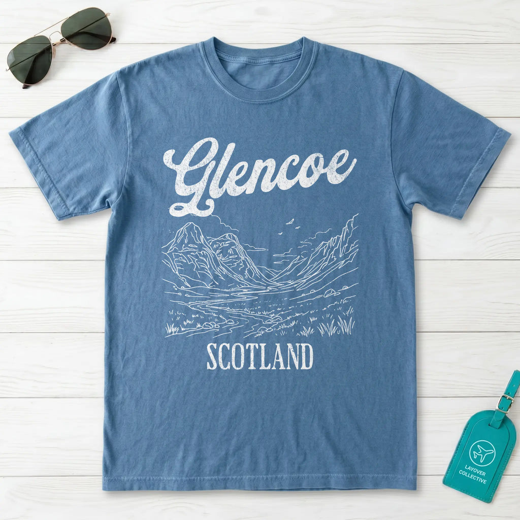 Glencoe Scotland Line Art T-Shirt