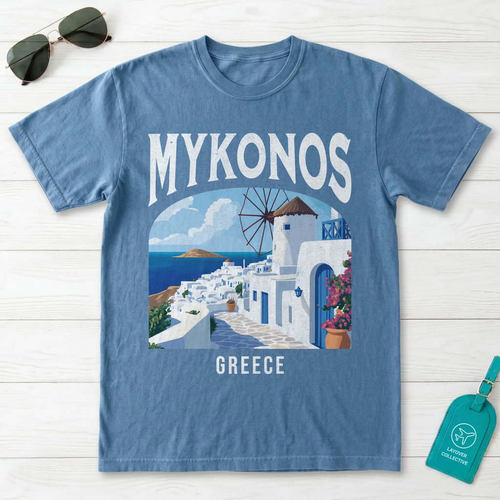 Mykonos Greece Vintage Travel Poster T-Shirt