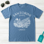Santorini Greece Village Vintage Sketch Graphic T-Shirt