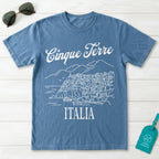 Cinque Terre Italia Line Art Sketch Coastal Village Graphic T-Shirt