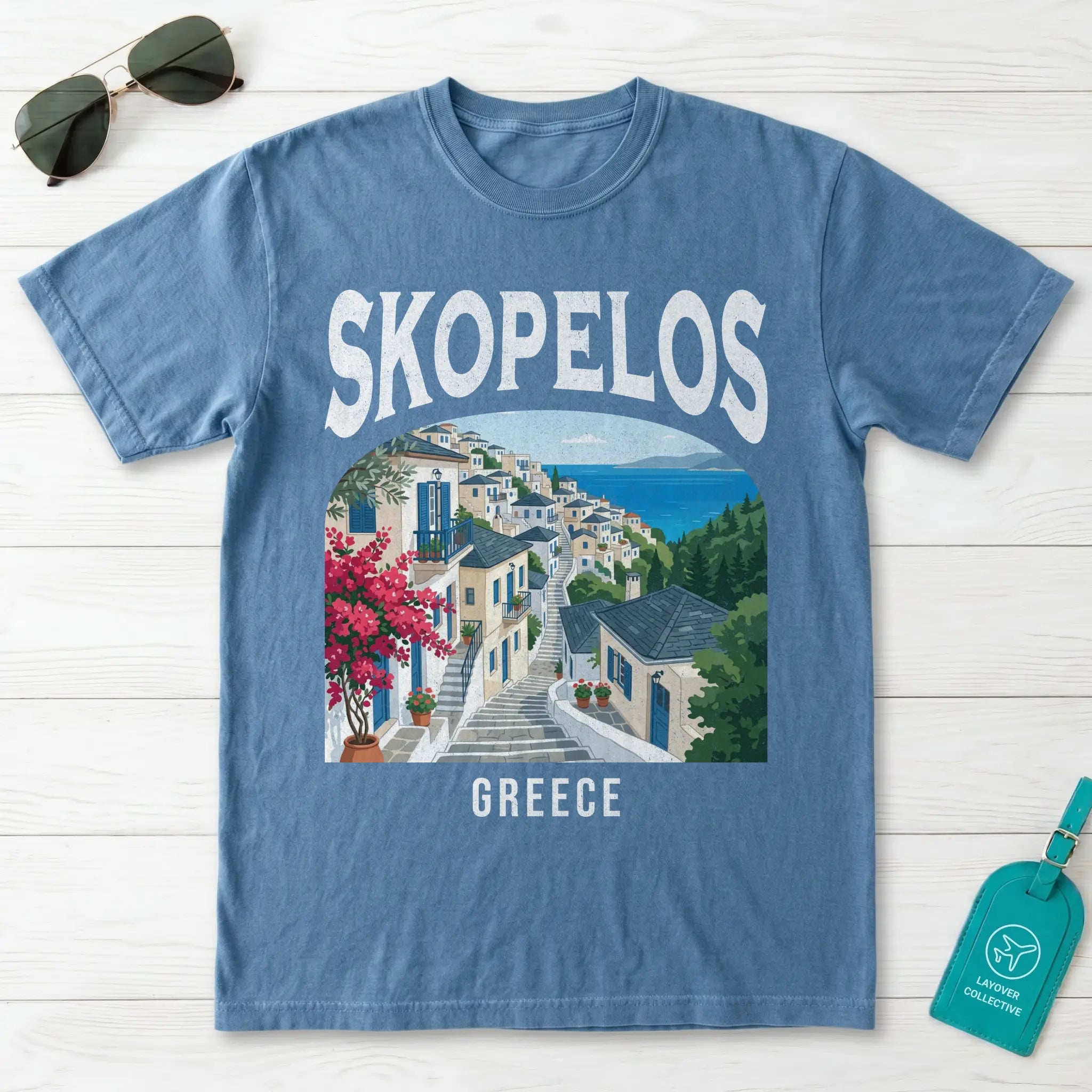 Skopelos Greece Vintage Travel Poster T-Shirt