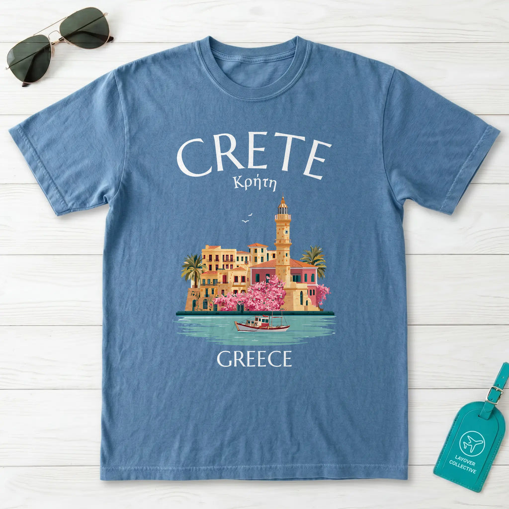 Crete Greece Chania Harbour Illustrated Graphic T-Shirt