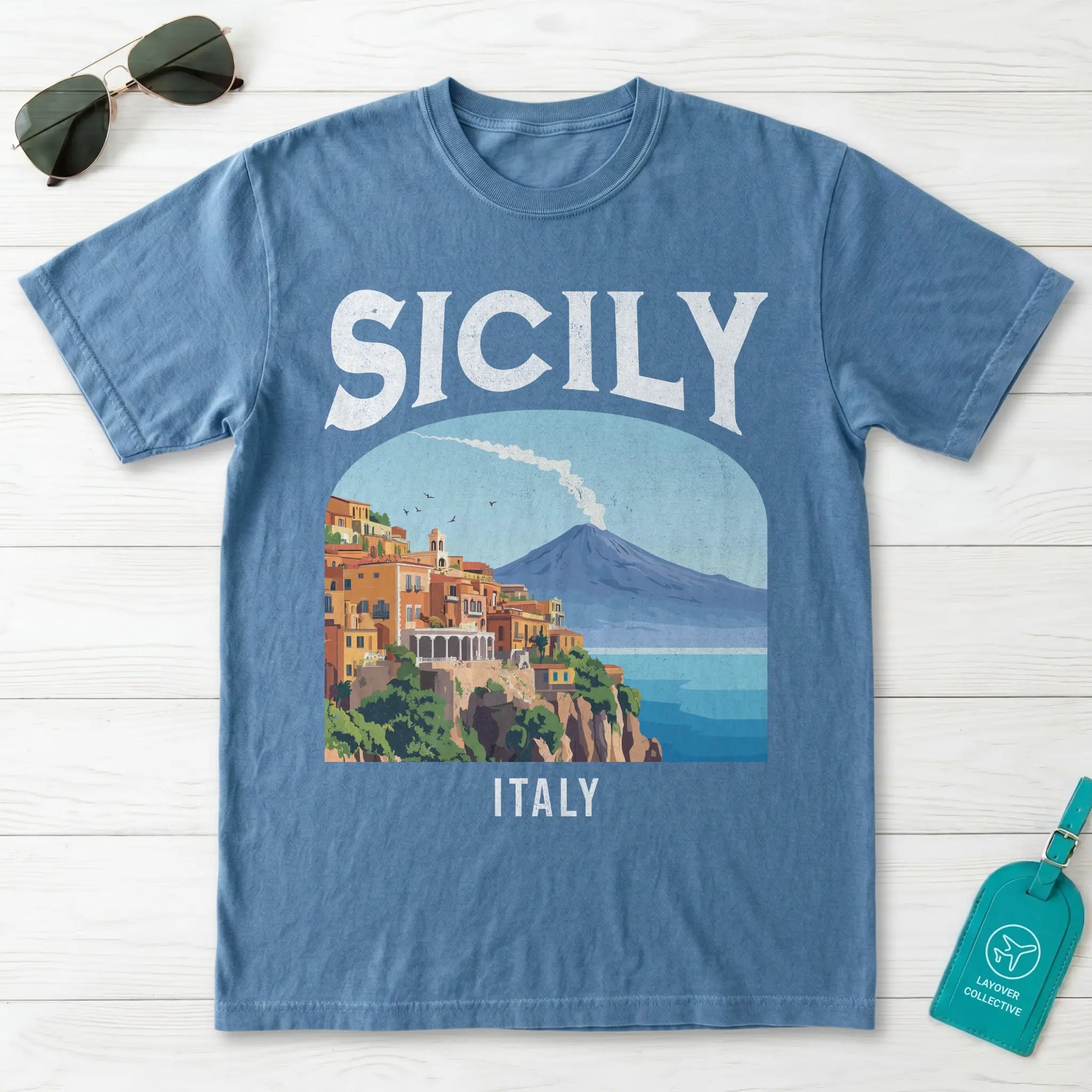 Sicily Italy Vintage Travel Poster T-Shirt