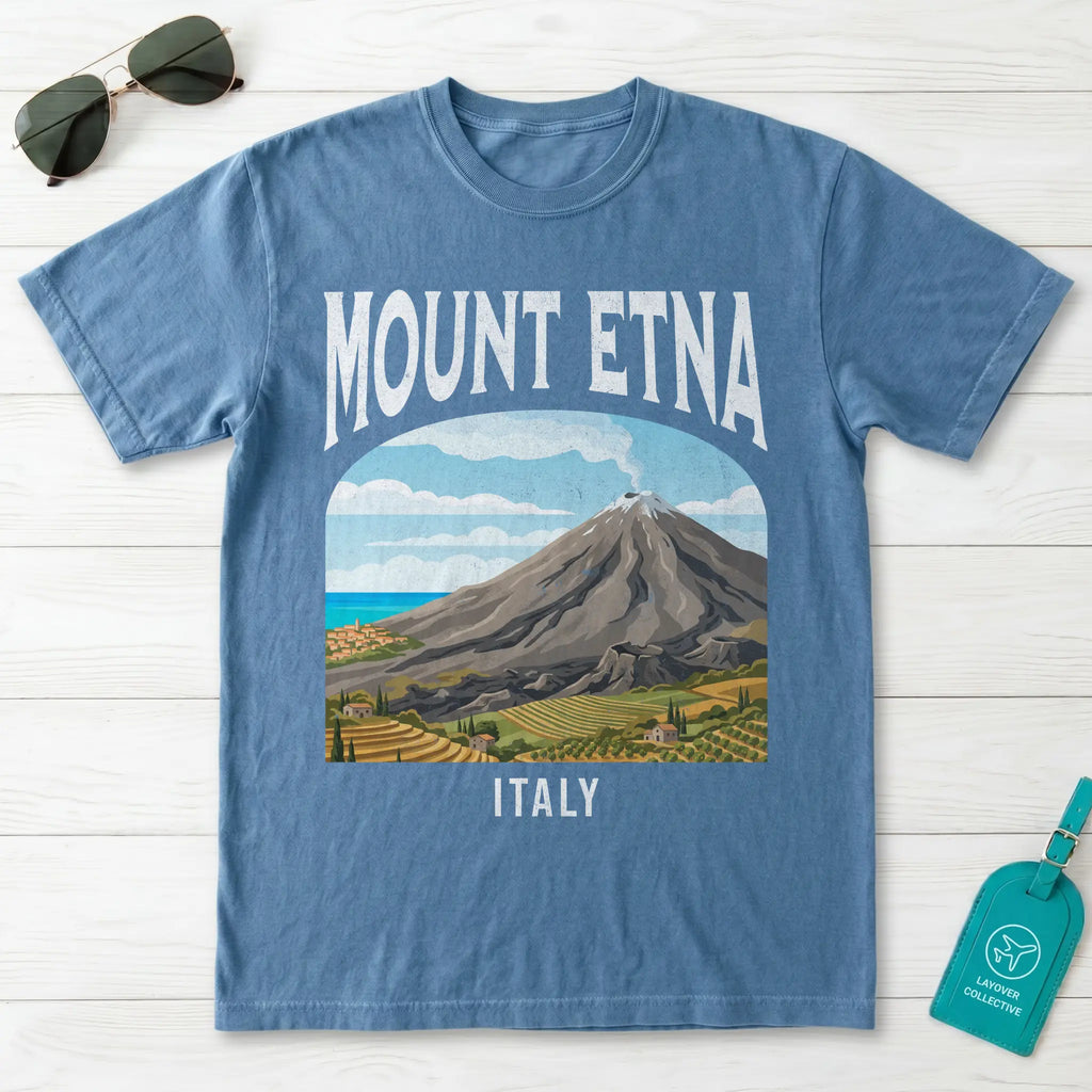 Mount Etna Italy Vintage Travel Poster T-Shirt