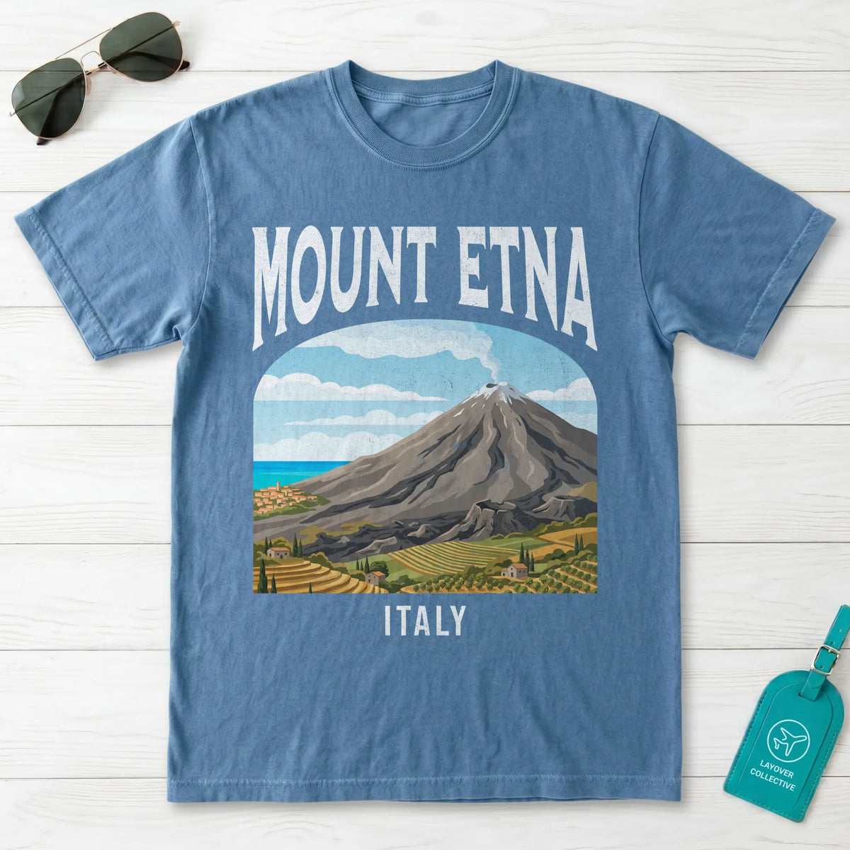 Mount Etna Italy Vintage Travel Poster T-Shirt