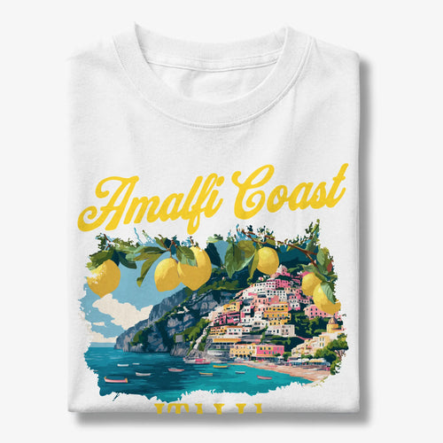 Amalfi Coast Italia Lemon Coastal Village Graphic T-Shirt