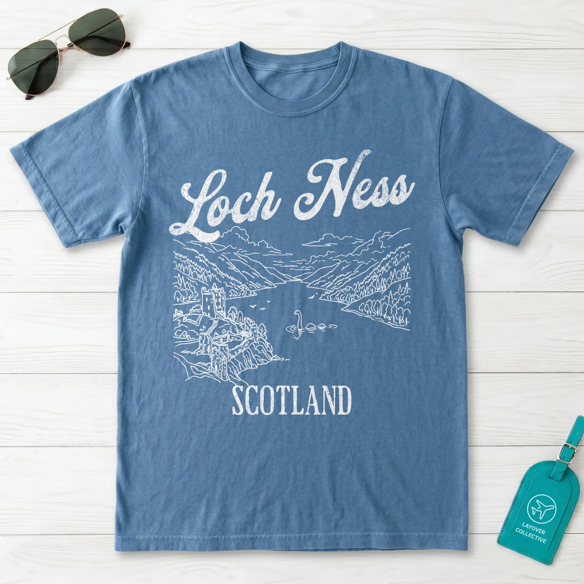 Loch Ness Scotland Line Art T-Shirt