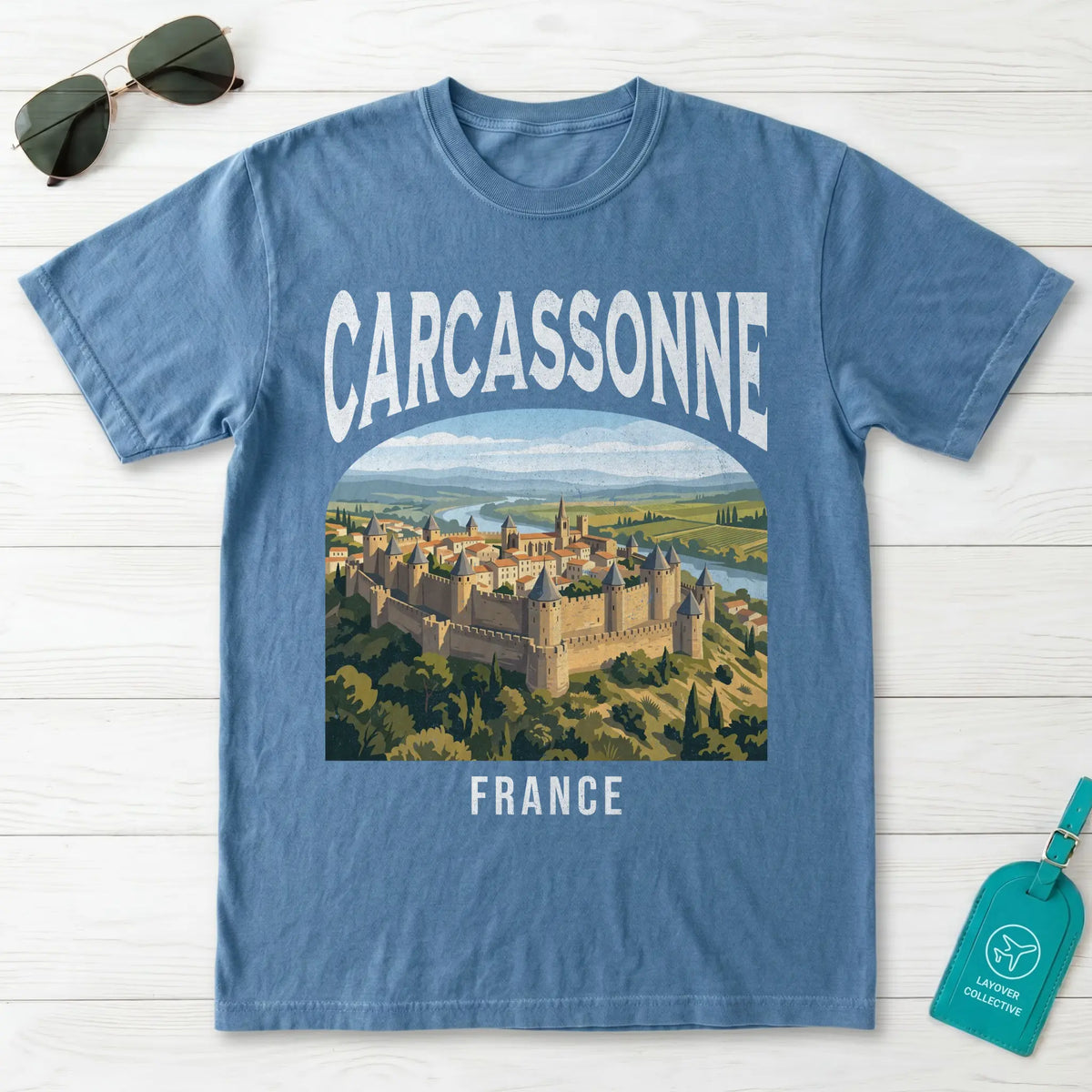 Carcassonne France Vintage Travel Poster T-Shirt
