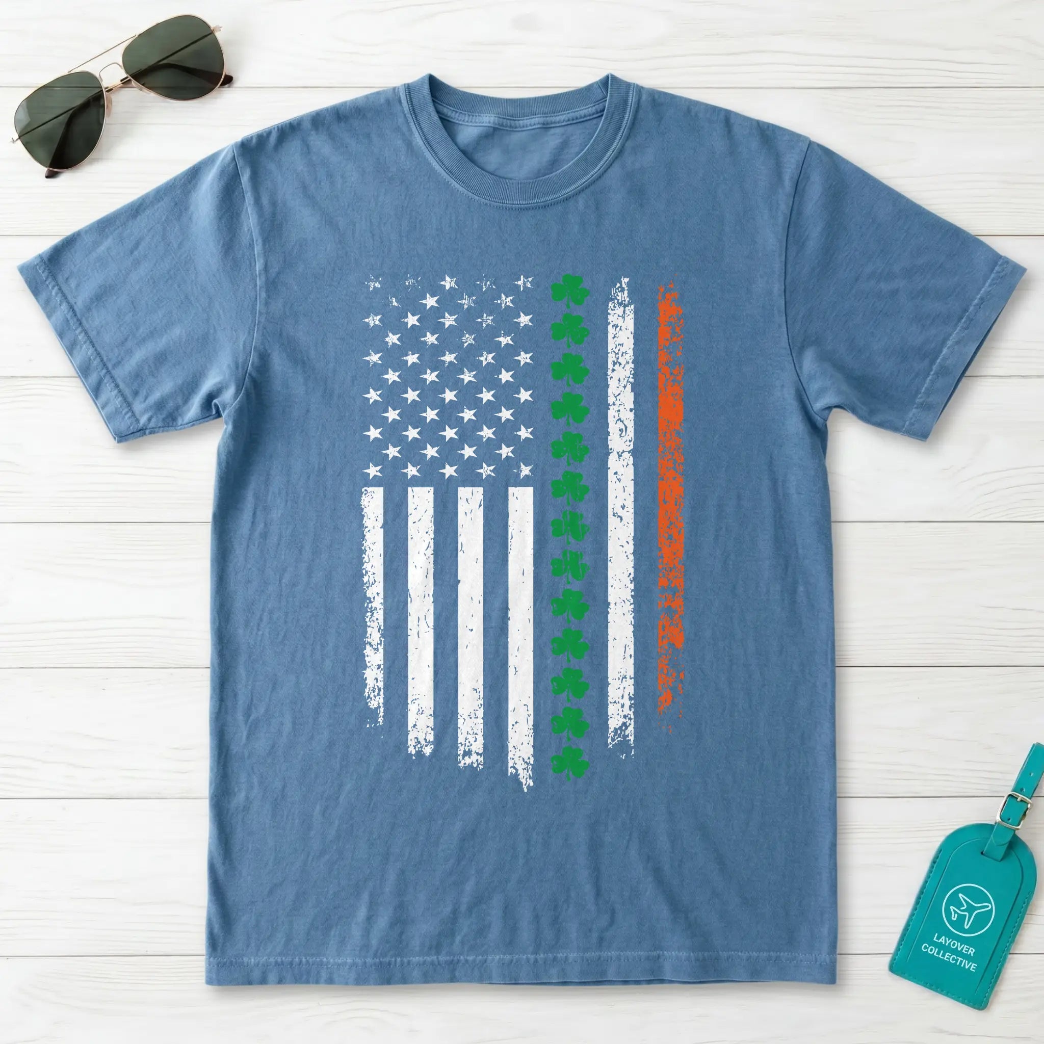 Irish American Flag Shamrock T-Shirt