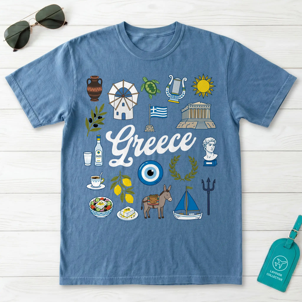 Greece Icons Graphic T-Shirt